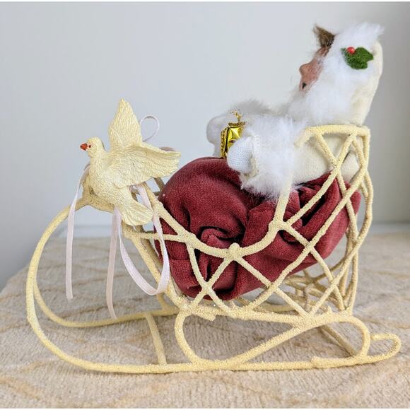 Byers' Choice Caroler Vintage 1991 Woman & Child Toddler Metal Sleigh Fur Muff - Picture 9 of 11